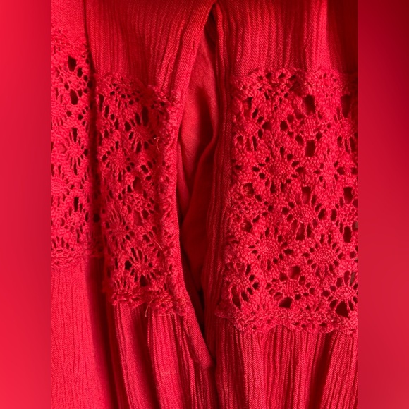 NWOT Free People Oversized “Dream On” Embroidery Tiered Peasant Pocket Maxi - Picture 11 of 16